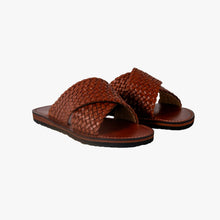 Charger l'image dans la galerie, Handmade Brown Textured Leather Sandals for Women