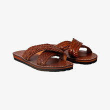 Charger l'image dans la galerie, Handwoven Moroccan Leather Crisscross Sandals