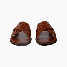 Charger l'image dans la galerie, Handmade Brown Textured Leather Sandals for Women