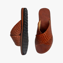 Charger l'image dans la galerie, Handmade Brown Textured Leather Sandals for Women