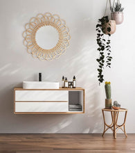 Load image into Gallery viewer, Moroccan Handmade Rattan Flower Mirror - Elegant and Whimsical Home Decor