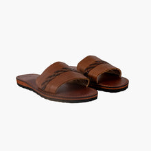 Charger l'image dans la galerie, Handmade Brown Leather Braided Open-Toe Summer Slide Sandals