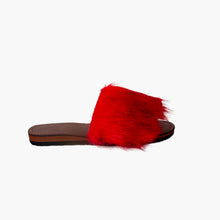 Load image into Gallery viewer, Handmade Red Fluffy Faux Fur Women’s Slide Sandals