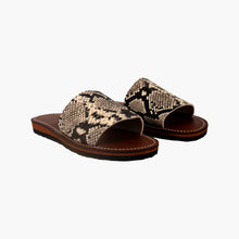 Load image into Gallery viewer, Handmade Snakeskin Textured Leather Slide Sandals
