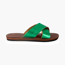 Load image into Gallery viewer, Moroccan Green Leather Cross Strap women Sandals