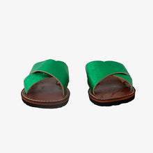 Load image into Gallery viewer, Moroccan Green Leather Cross Strap women Sandals