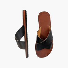 Load image into Gallery viewer, Moroccan Black Leather Cross Strap women Sandals