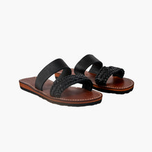 Load image into Gallery viewer, Moroccan Black Leather Sandals with braided Strap