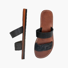 Load image into Gallery viewer, Moroccan Black Leather Sandals with braided Strap