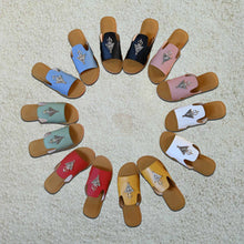 Load image into Gallery viewer, Handmade Leather Slide Sandals with Berber Silver Adornments