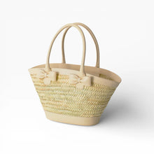 Carica l'immagine nel visualizzatore di Gallery, Elegant Handcrafted Palm Leaf Tote Bag for Women with Eco-Leather Trim