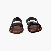 Carica l'immagine nel visualizzatore di Gallery, Sandali da Donna Artigianali Neri in Pelle con Doppia Fascia