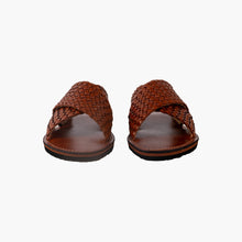 Carica l'immagine nel visualizzatore di Gallery, Sandali Artigianali Marocchini da Uomo in Pelle Marrone Intrecciata