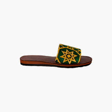 Load image into Gallery viewer, Handmade Green Embroidered Moroccan Slide Sandals for Women