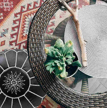 Load image into Gallery viewer, Moroccan Leather Pouf Embroidered Ottoman Seat