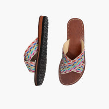 Load image into Gallery viewer, Handmade Multicolor Woven Crisscross Slide Sandals for Women