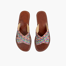 Load image into Gallery viewer, Handmade Multicolor Woven Crisscross Slide Sandals for Women
