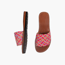 Load image into Gallery viewer, Handmade Multicolor Woven Leather Slide Sandals for Women