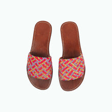 Load image into Gallery viewer, Handmade Multicolor Woven Leather Slide Sandals for Women