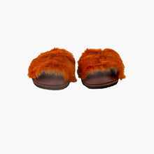 Load image into Gallery viewer, Handmade Orange Fluffy Faux Fur Slide Sandals for Women