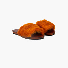 Load image into Gallery viewer, Handmade Orange Fluffy Faux Fur Slide Sandals for Women