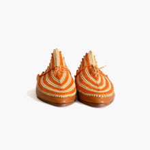Load image into Gallery viewer, Handmade Orange & Natural Raffia Moroccan Mule Slippers