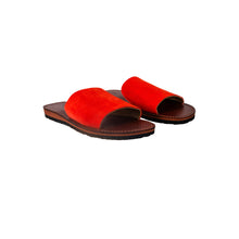 Load image into Gallery viewer, Handmade Red Suede Leather Slide Sandals for Women