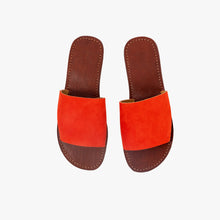 Load image into Gallery viewer, Handmade Red Suede Leather Slide Sandals for Women
