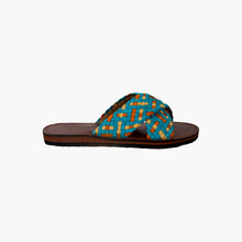 Charger l'image dans la galerie, Sandales croisées tissées à enfiler pour femme, faites à la main, turquoise, orange et beiges