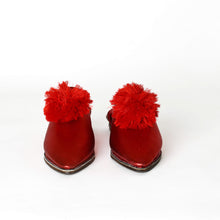 Load image into Gallery viewer, Handmade Women’s Moroccan Pom-Pom Mule Slippers – Pointed Toe Leather Belgha