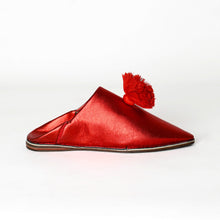 Load image into Gallery viewer, Handmade Women’s Moroccan Pom-Pom Mule Slippers – Pointed Toe Leather Belgha