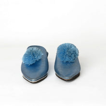 Load image into Gallery viewer, Handmade Women’s Moroccan Pom-Pom Mule Slippers – Pointed Toe Leather Belgha