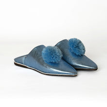 Load image into Gallery viewer, Handmade Women’s Moroccan Pom-Pom Mule Slippers – Pointed Toe Leather Belgha
