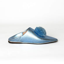 Load image into Gallery viewer, Handmade Women’s Moroccan Pom-Pom Mule Slippers – Pointed Toe Leather Belgha