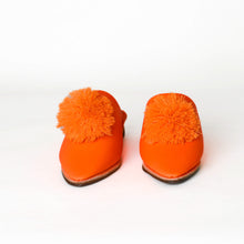 Load image into Gallery viewer, Handmade Women’s Moroccan Pom-Pom Mule Slippers – Pointed Toe Leather Belgha