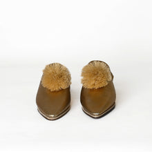 Load image into Gallery viewer, Handmade Women’s Moroccan Pom-Pom Mule Slippers – Pointed Toe Leather Belgha