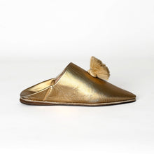 Load image into Gallery viewer, Handmade Women’s Moroccan Pom-Pom Mule Slippers – Pointed Toe Leather Belgha