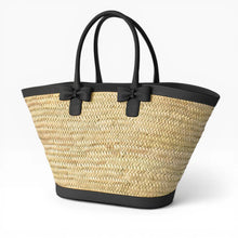 Carica l'immagine nel visualizzatore di Gallery, Luxury Handwoven Palm Leaf Beach Tote Bag for Women with Eco-Leather Trim