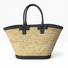 Carica l'immagine nel visualizzatore di Gallery, Luxury Handwoven Palm Leaf Beach Tote Bag for Women with Eco-Leather Trim