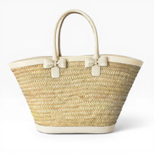 Carica l'immagine nel visualizzatore di Gallery, Luxury Handwoven Palm Leaf Beach Tote Bag for Women with Eco-Leather Trim