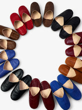 Charger l'image dans la galerie, Moroccan Leather Babouche Slippers for Women, Sheepskin Leather Mules, Naturally Tanned Leather Babouche - 6 Colors