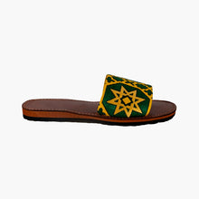 Load image into Gallery viewer, Moroccan Leather Sandals with Yellow And Green Zellij Design