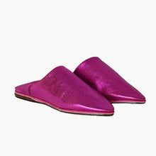 Load image into Gallery viewer, Metallic Leather Moroccan Belgha with Pointed Toe