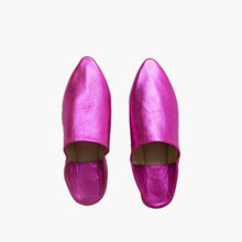 Load image into Gallery viewer, Metallic Leather Moroccan Belgha with Pointed Toe