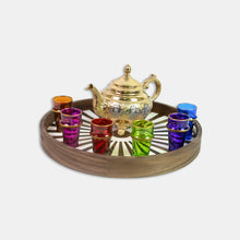 Charger l'image dans la galerie, White round Wood and Resin Serving Tray with Zellige-Style Design