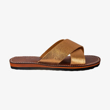 Load image into Gallery viewer, Moroccan Metallic Leather Cross Strap women Sandals
