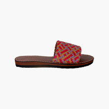 Load image into Gallery viewer, Handwoven Leather Slide Sandals – Brown, Pink &amp; Lavender
