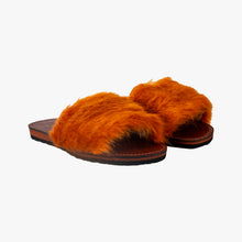 Load image into Gallery viewer, Orange Fluffy Faux Fur Women’s Slide Sandals
