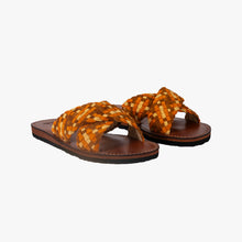 Load image into Gallery viewer, Moroccan Suede Crossed Woven Leather Sandals With Basketweave Design

