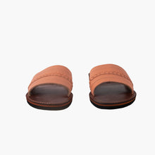 Load image into Gallery viewer, Moroccan Peach Leather Slide Sandals with Braided Strap
